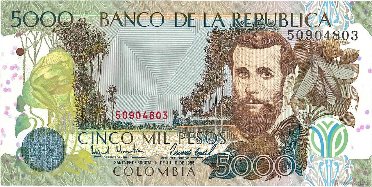 5000 Pesos COLOMBIA  1995 P.442a FDC