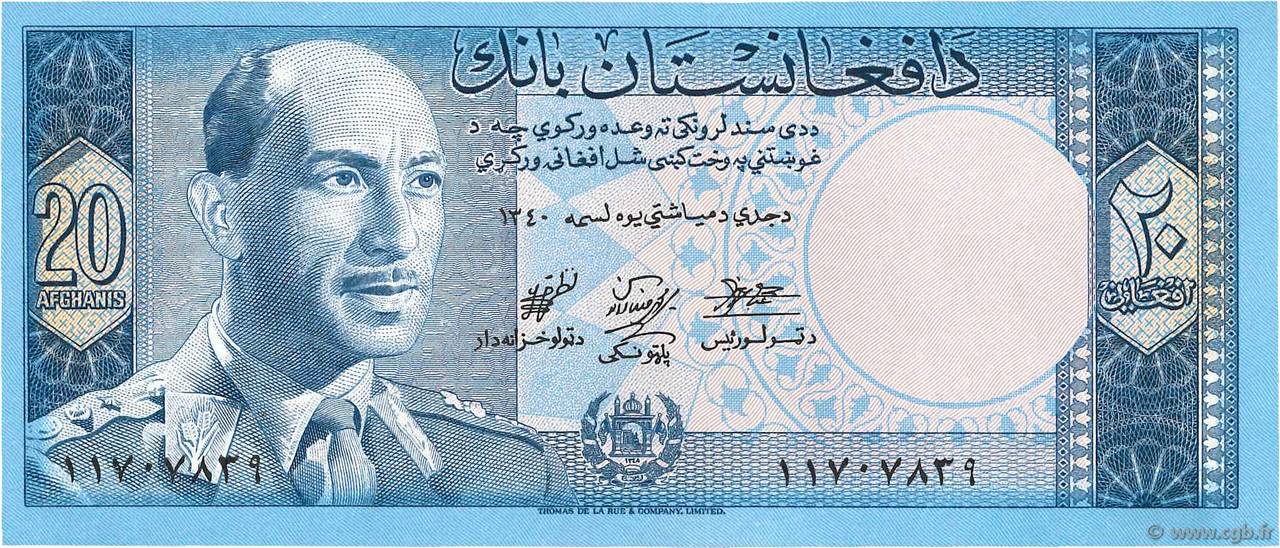 20 Afghanis AFGHANISTAN  1961 P.038 UNC
