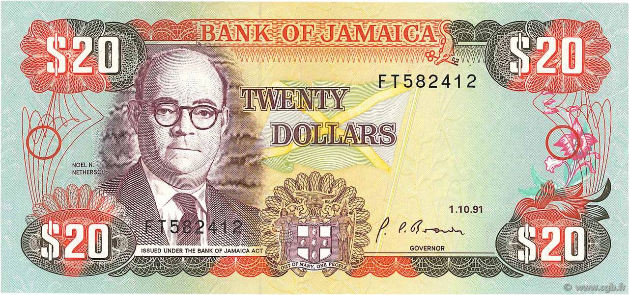 20 Dollars JAMAÏQUE  1991 P.72d NEUF