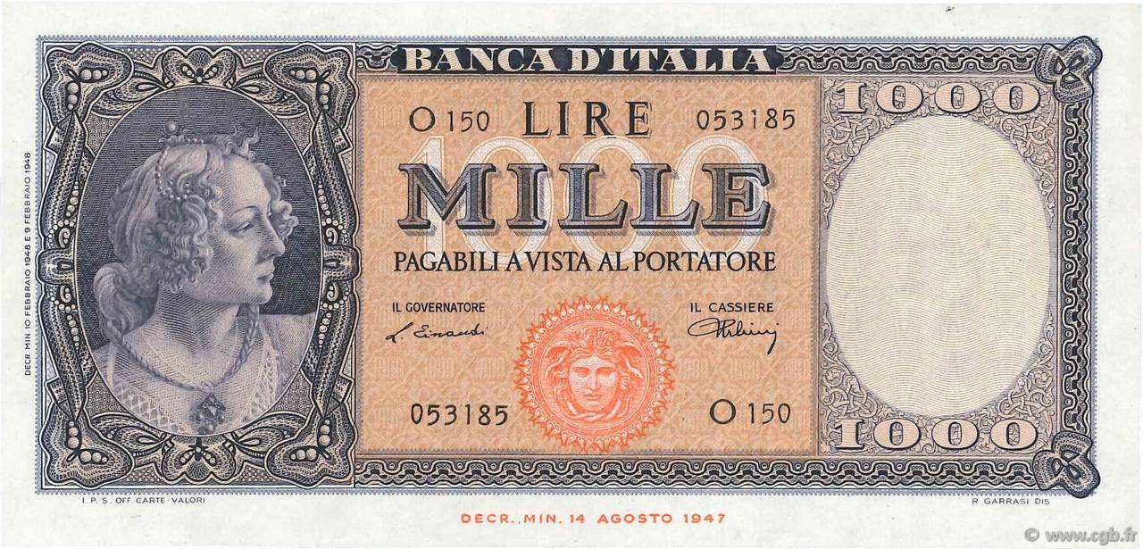 1000 Lire ITALIE  1948 P.088a SUP