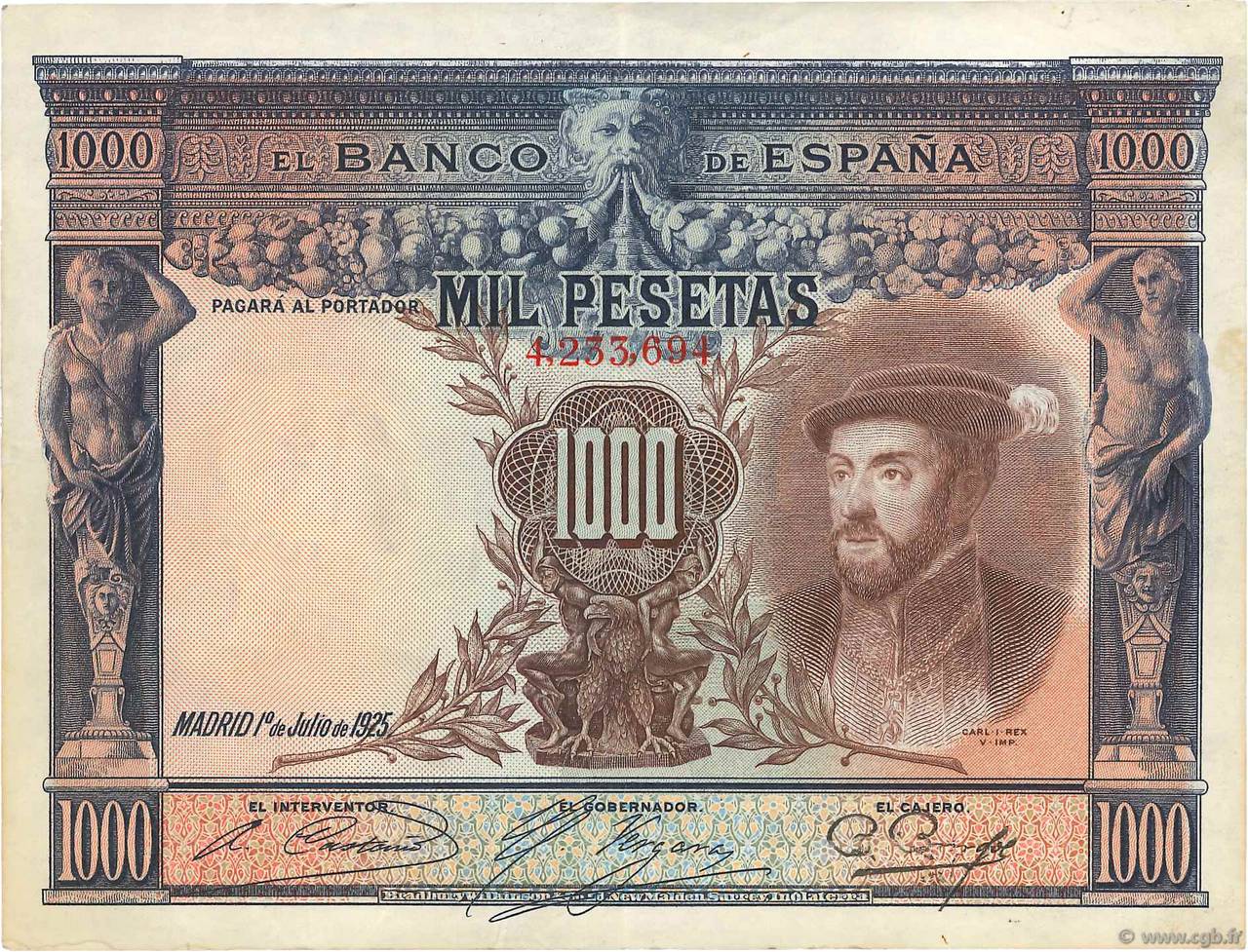 1000 Pesetas ESPAÑA  1925 P.070c MBC a EBC