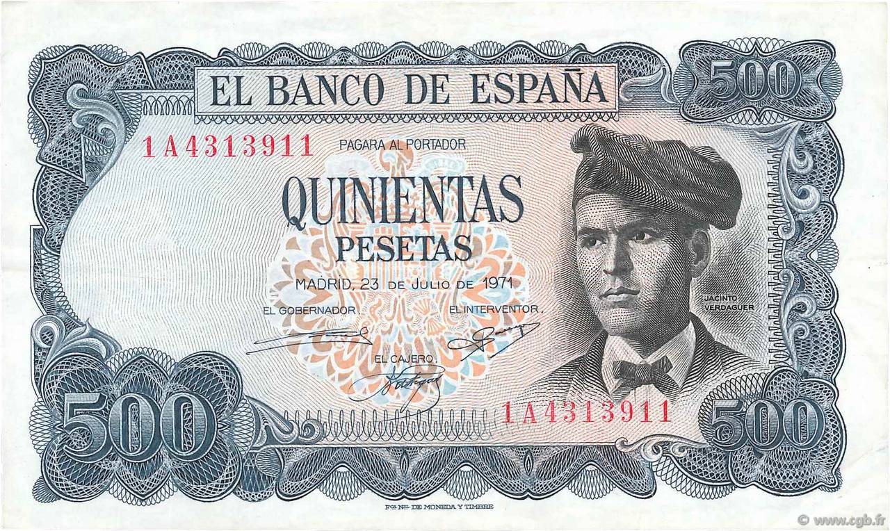 500 Pesetas ESPAÑA  1971 P.153a MBC a EBC