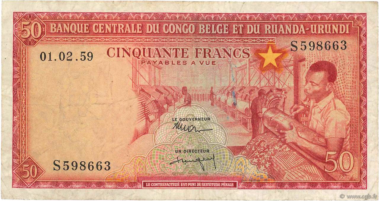 50 Francs BELGA CONGO  1959 P.32 BC+