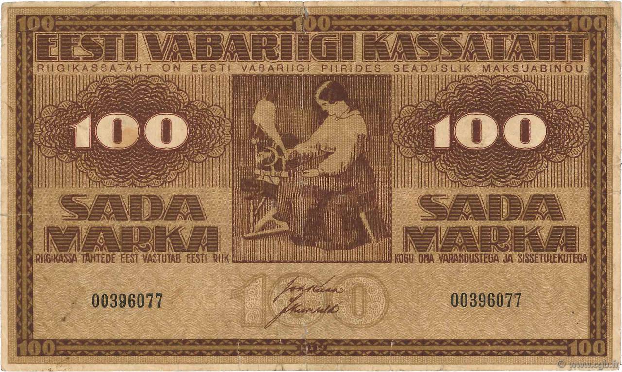 100 Marka ESTONIA  1919 P.48d MBC