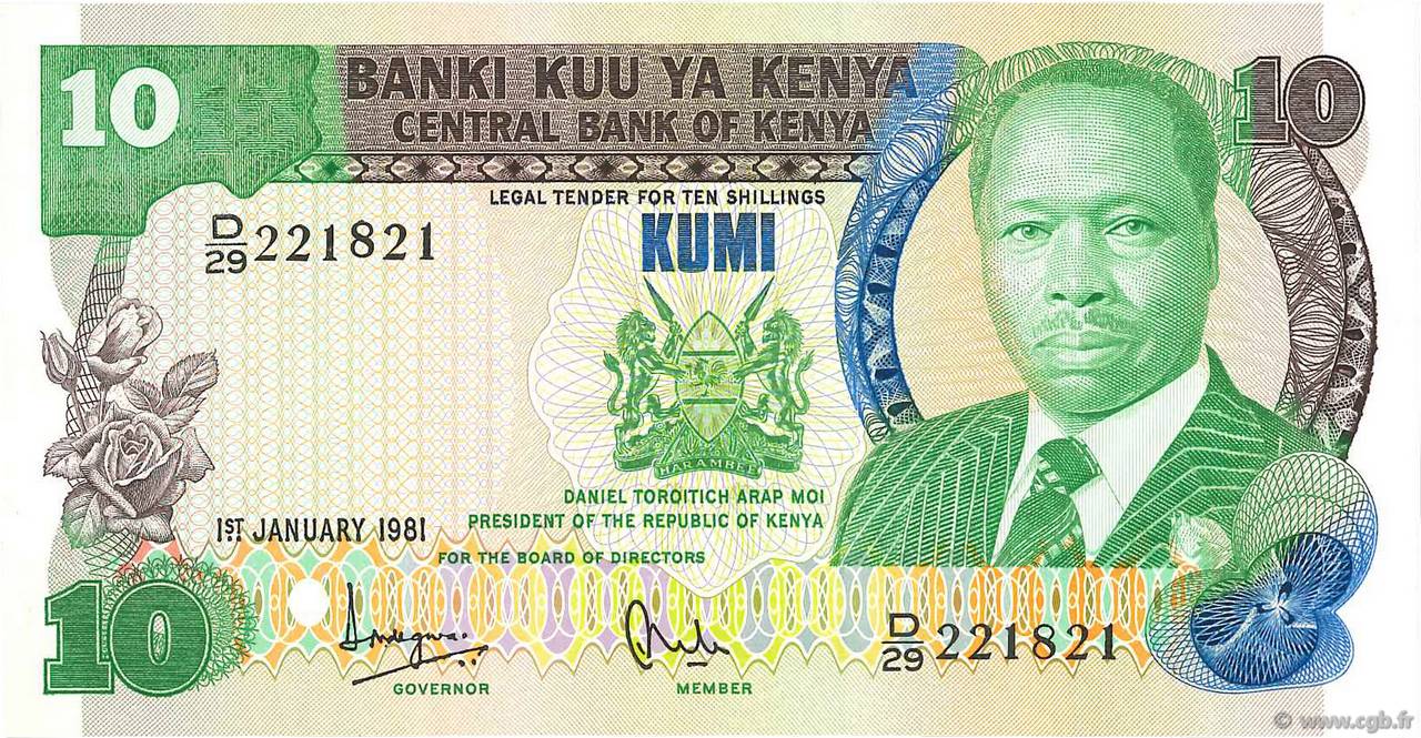 10 Shillings KENYA  1981 P.20a UNC-