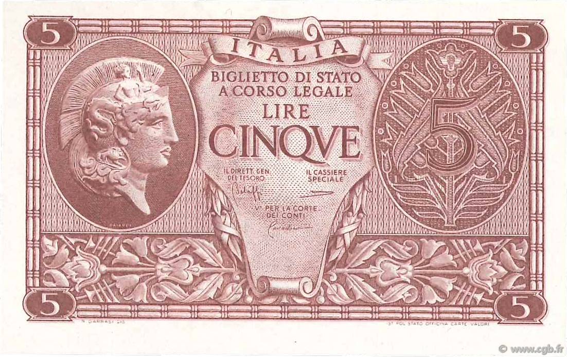5 Lire ITALIE  1944 P.031c NEUF
