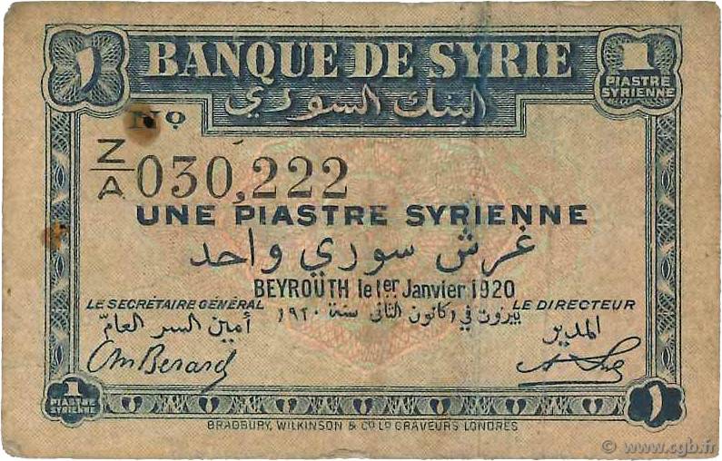 1 Piastre SYRIE  1920 P.006 TB
