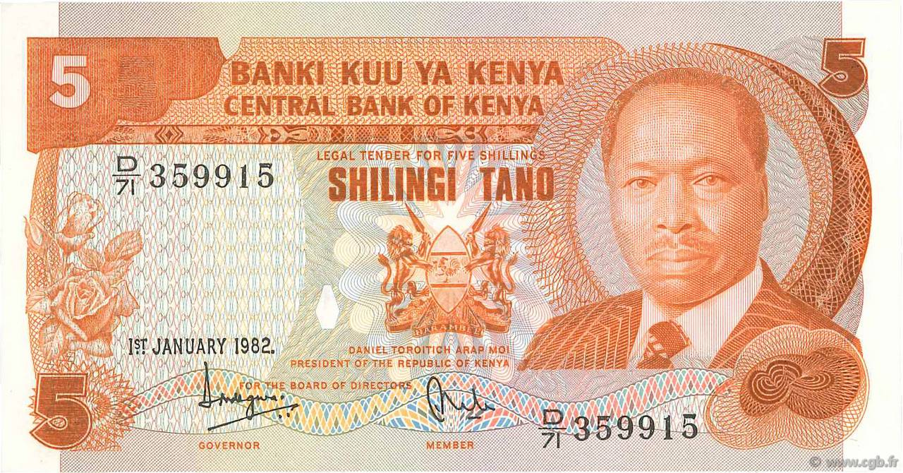 5 Shillings KENYA  1982 P.19b NEUF