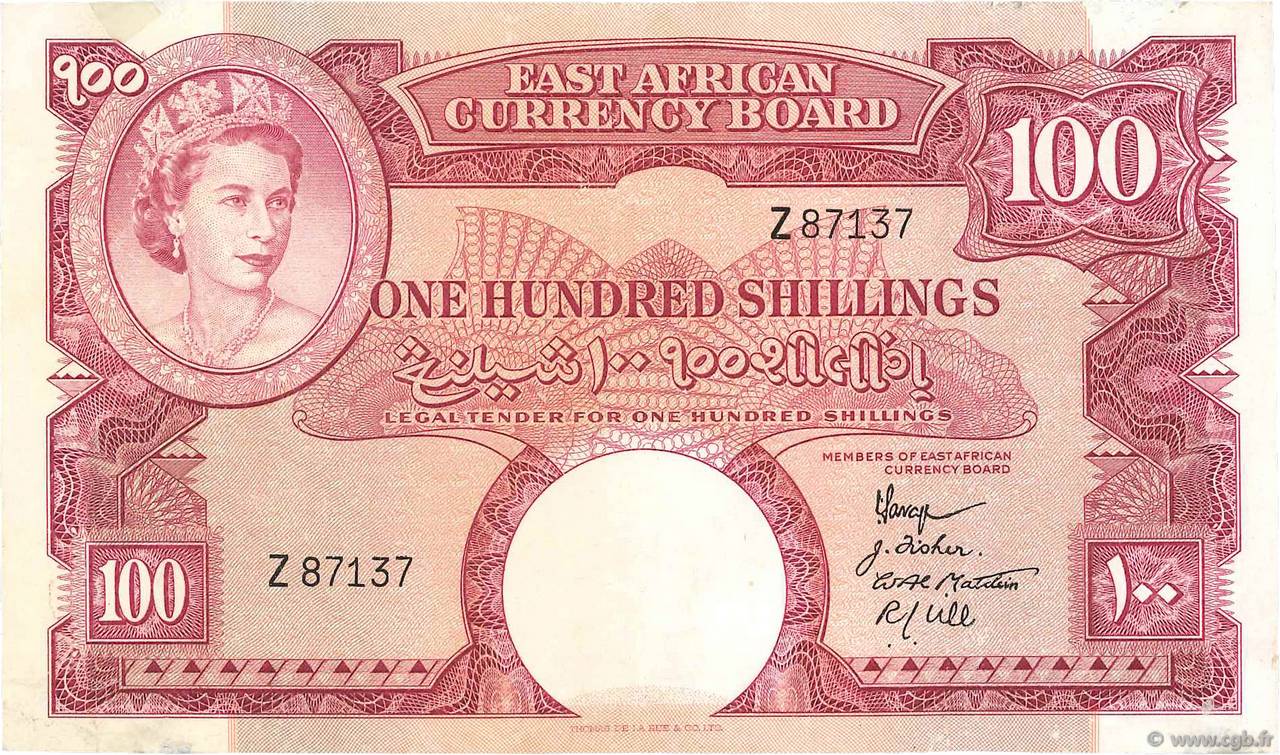 100 Shillings AFRIQUE DE L EST  1958 P.40 TTB