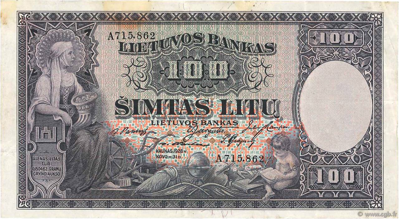 100 Litu LITUANIE  1928 P.25a TTB+