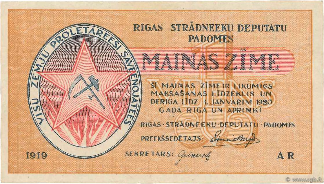 1 Rublis LATVIA Riga 1919 P.R1 XF