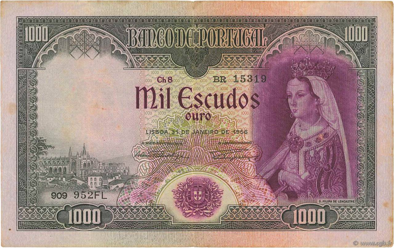 1000 Escudos PORTUGAL 1956 P.161 TTB