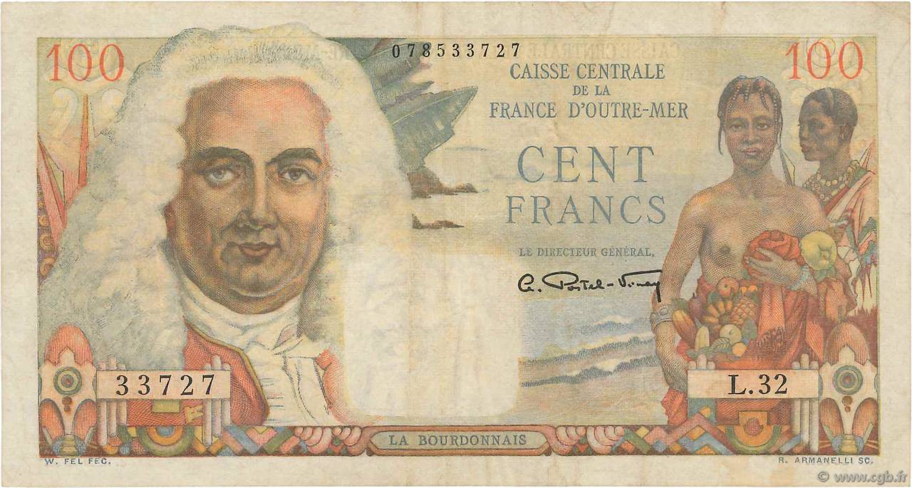 100 Francs La Bourdonnais AFRIQUE ÉQUATORIALE FRANÇAISE  1946 P.24 TTB+