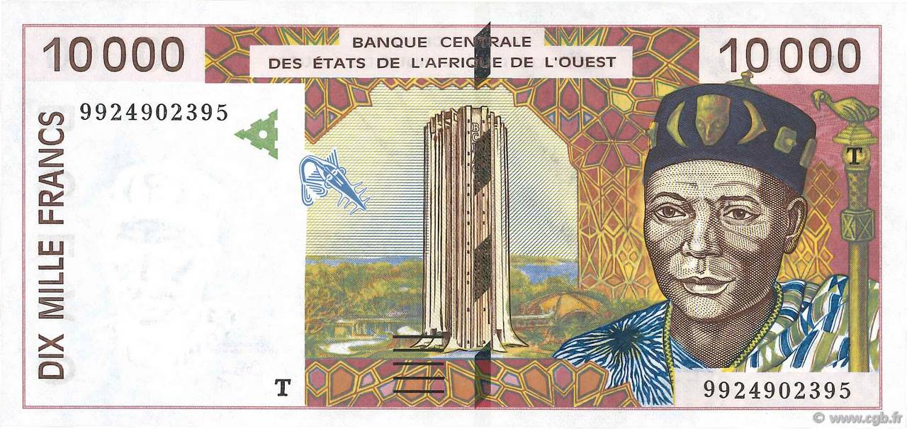 10000 Francs WEST AFRICAN STATES  1999 P.814Th AU