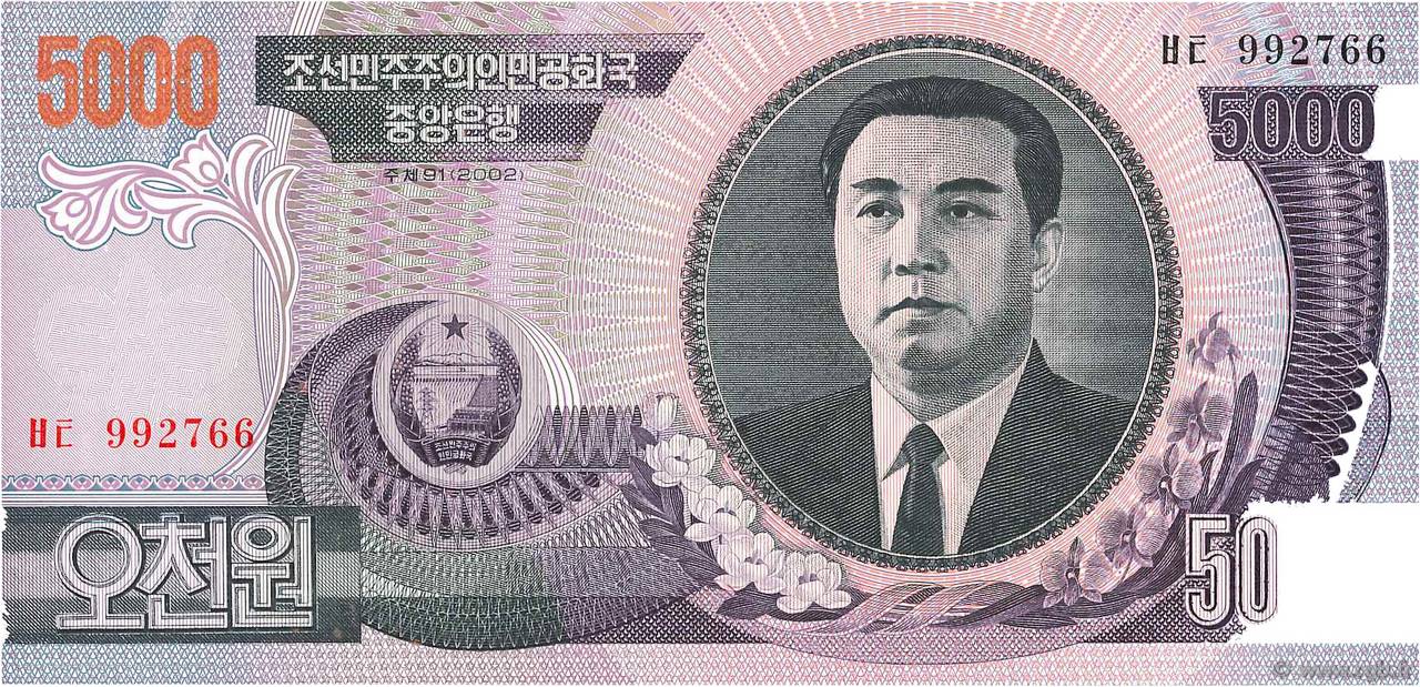 5000 Won NORDKOREA  2002 P.46a ST