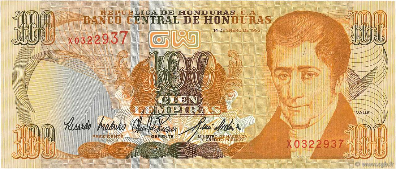 100 Lempiras HONDURAS  1993 P.075a SC+