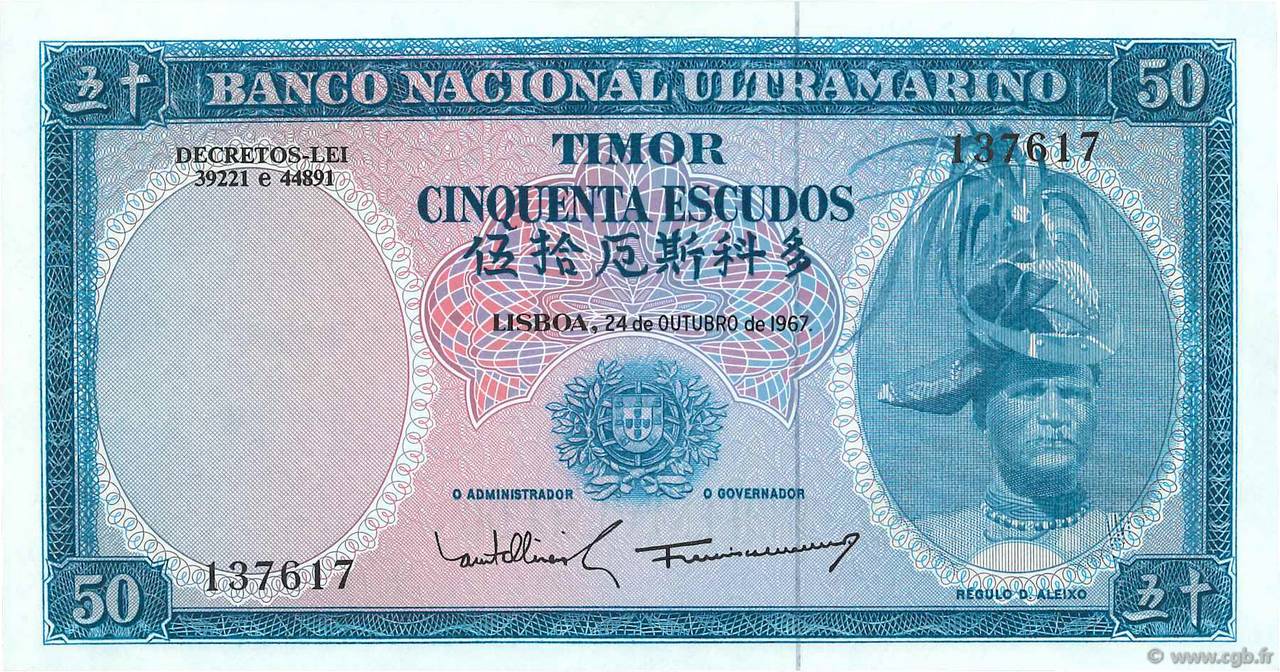 50 Escudos TIMOR  1967 P.27a pr.NEUF