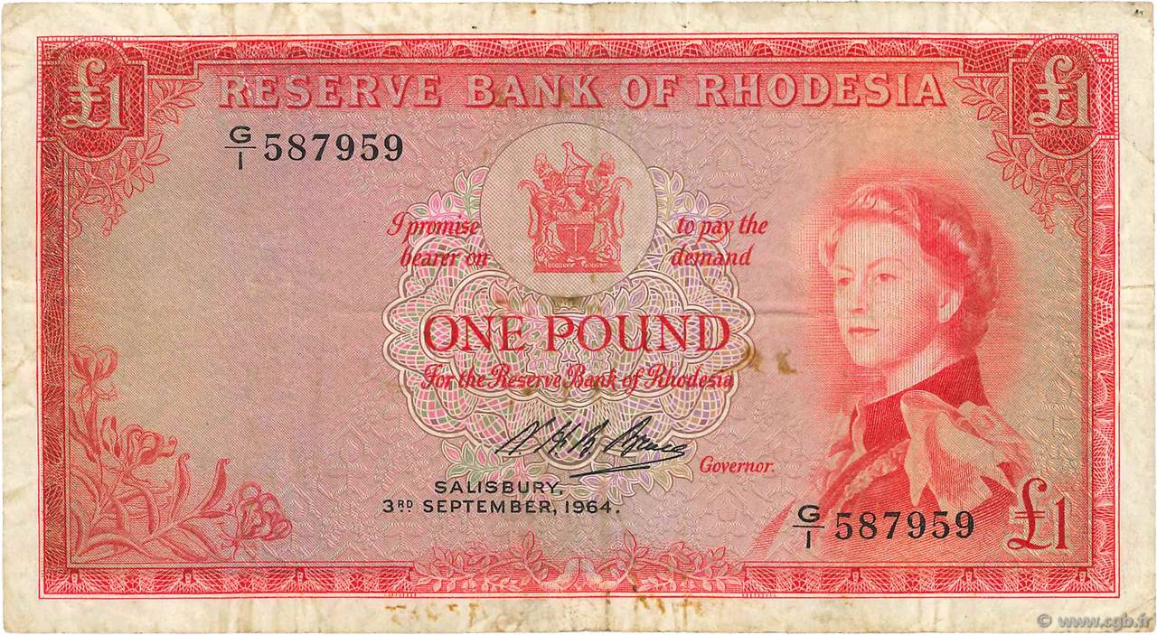 1 Pound RHODÉSIE 1964 P.25a TB