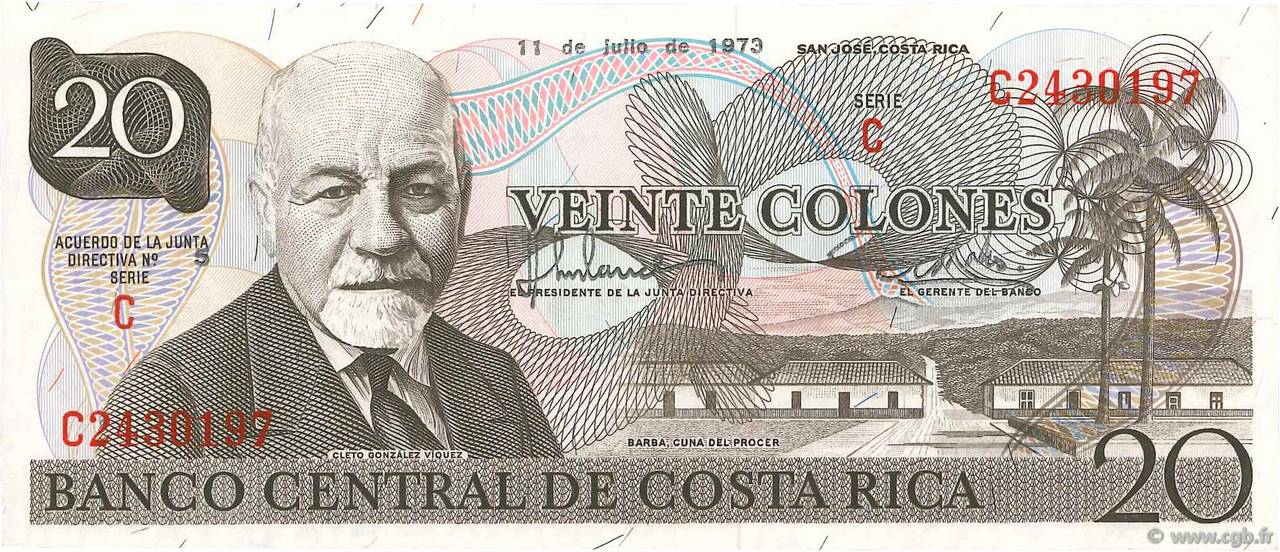 20 Colones COSTA RICA 1973 P.238b NEUF