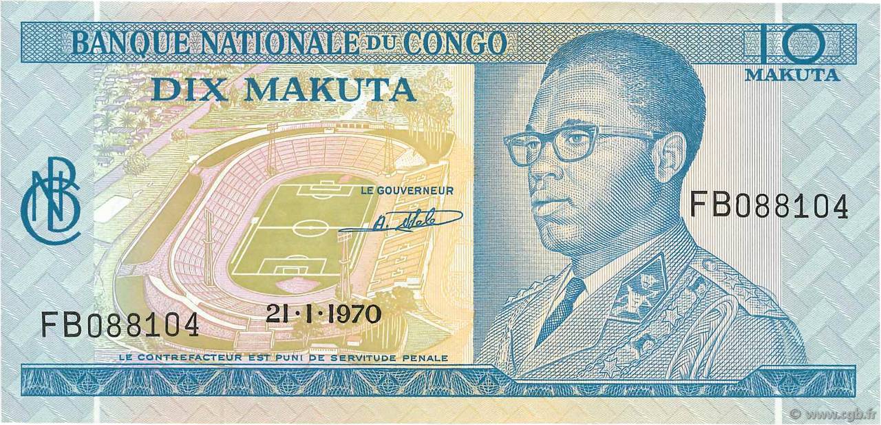 10 Makuta RÉPUBLIQUE DÉMOCRATIQUE DU CONGO 1970 P.009a SPL