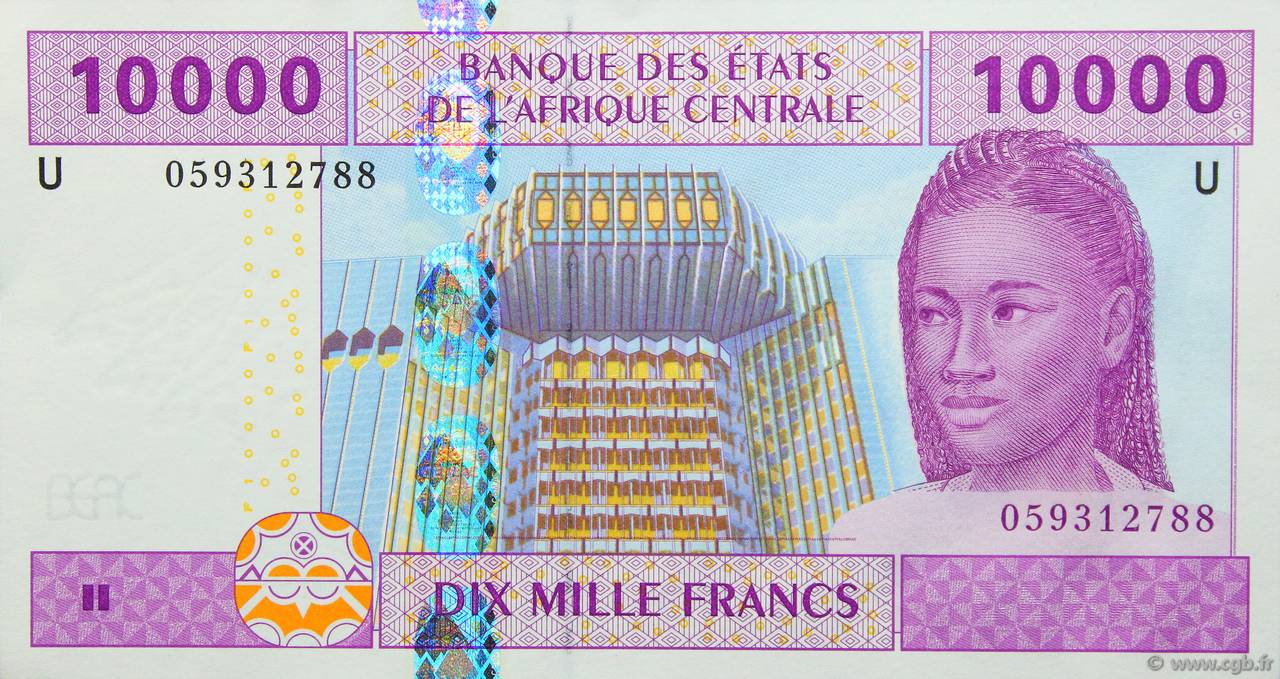 10000 Francs STATI DI L  AFRICA CENTRALE  2002 P.210U SPL+