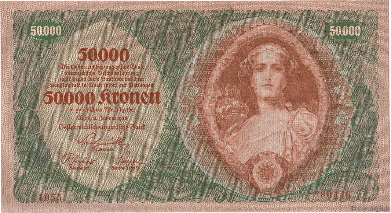 50000 Kronen ÖSTERREICH  1922 P.080 fVZ