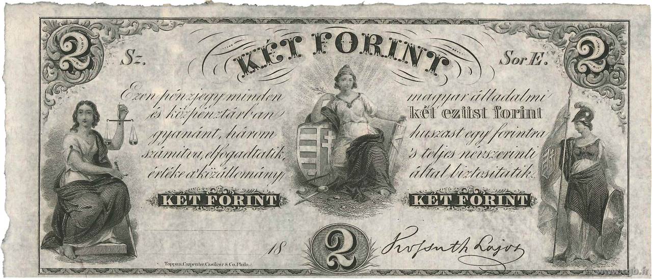 2 Forint HUNGARY  1852 PS.142r1 UNC