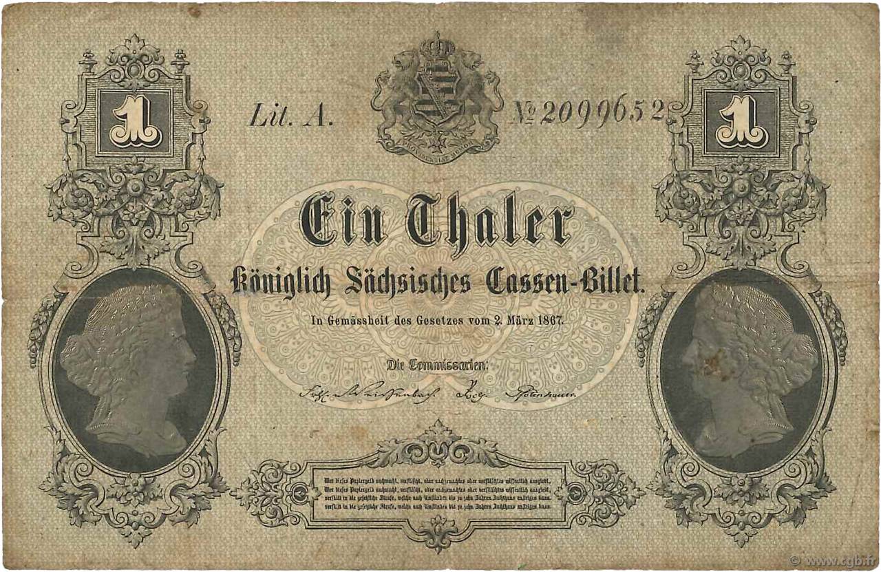 1 Thaler GERMANY  1867 PS.0629 F