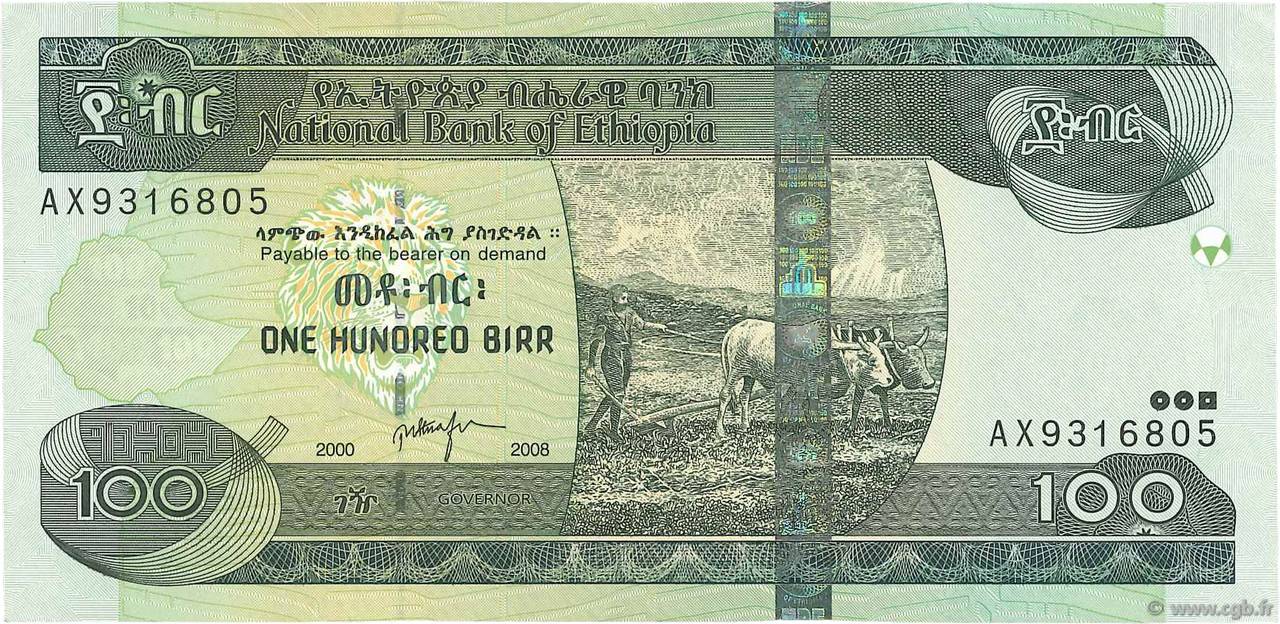 100 Birr ETHIOPIA  2008 P.52d XF