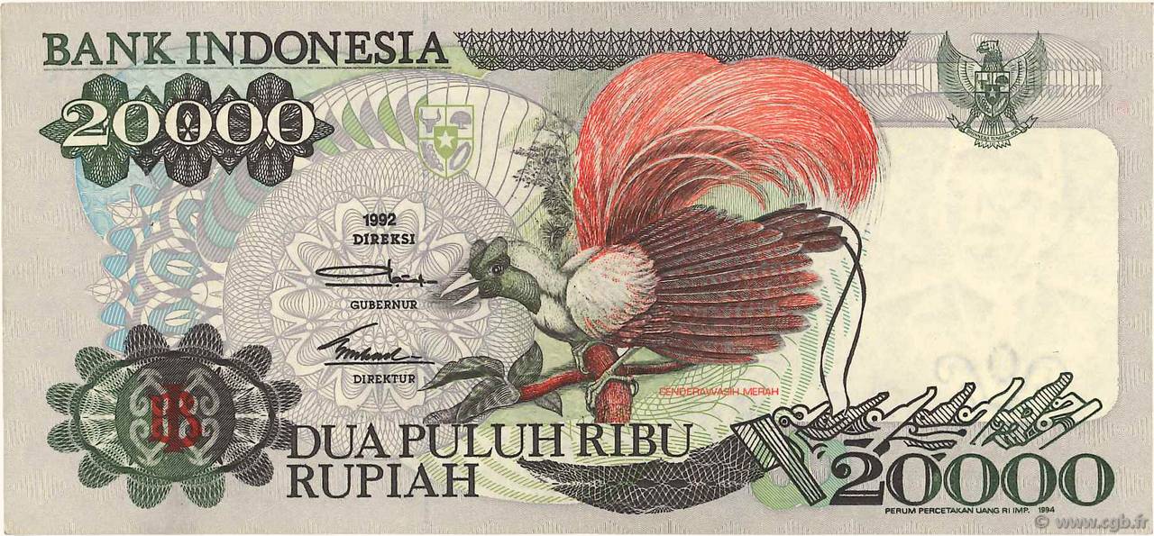 20000 Rupiah INDONESIA  1992 P.132a MBC