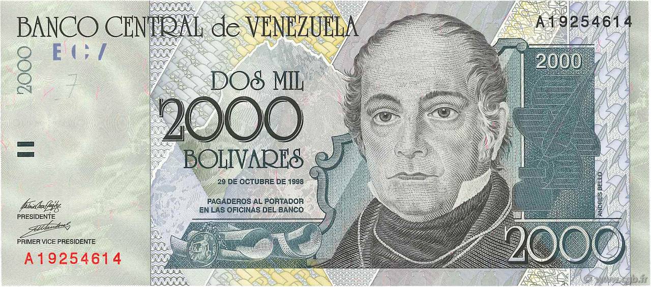 2000 Bolivares VENEZUELA  1998 P.080 UNC