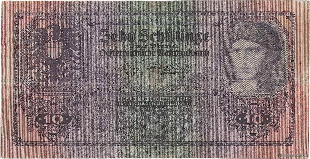 10 Schillinge AUTRICHE 1925 P.089 pr.TTB