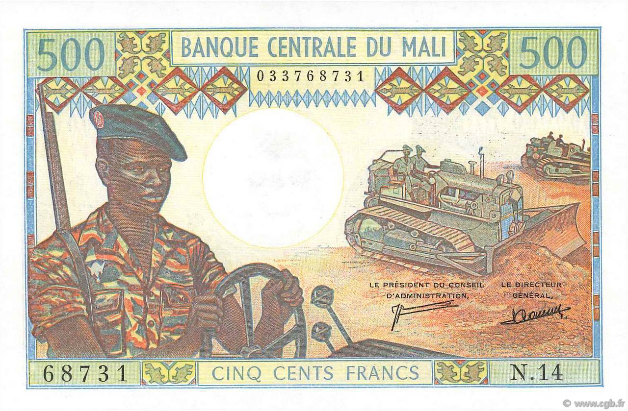 500 Francs MALI 1973 P.12d UNC-