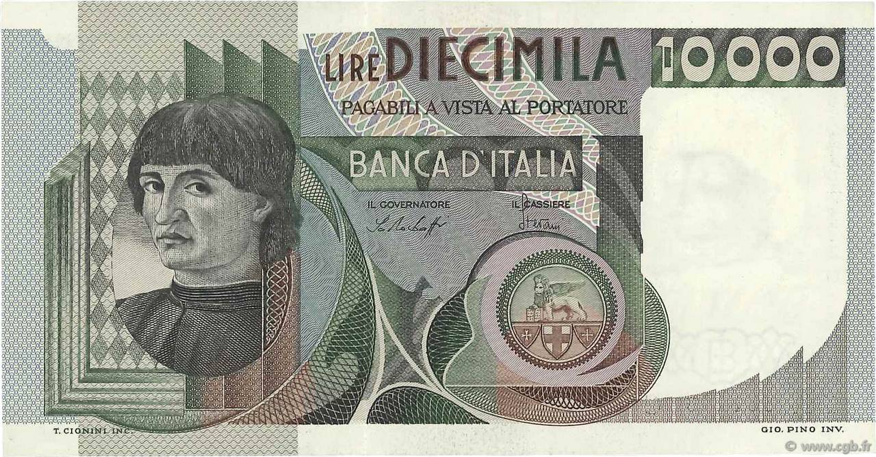 10000 Lire ITALY 1976 P.106a XF