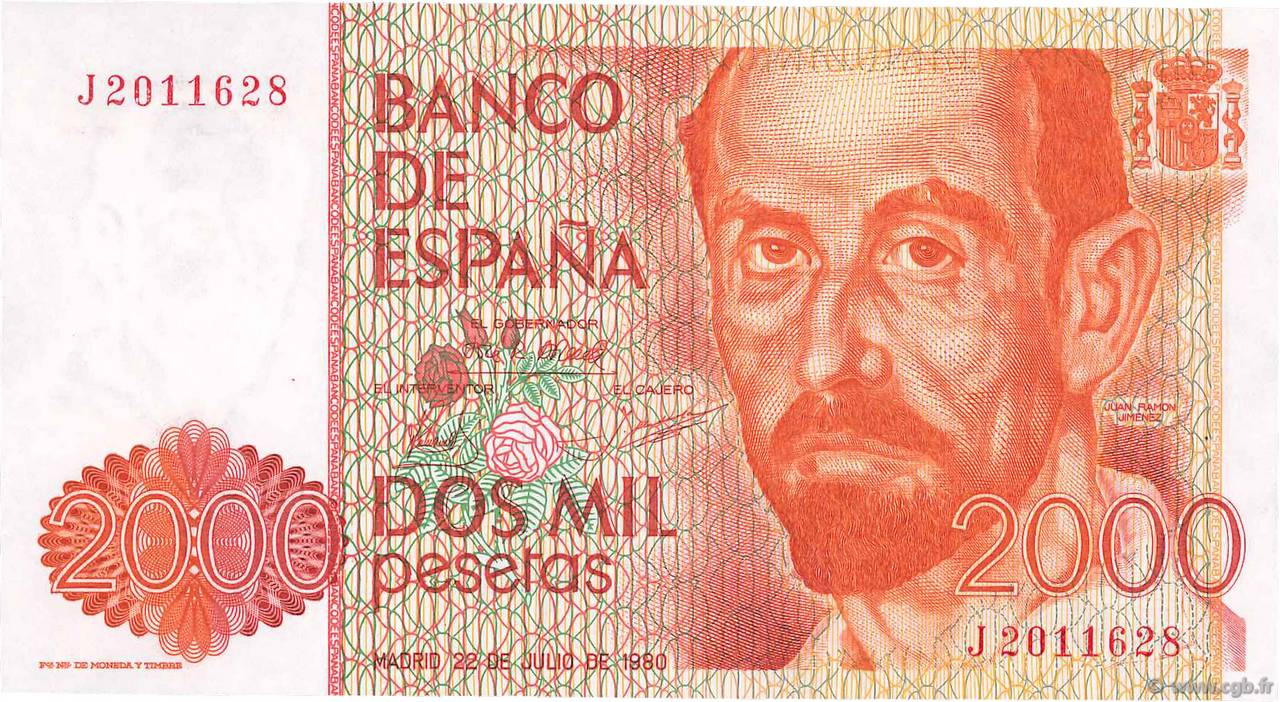 2000 Pesetas SPAIN 1980 P.159 UNC-