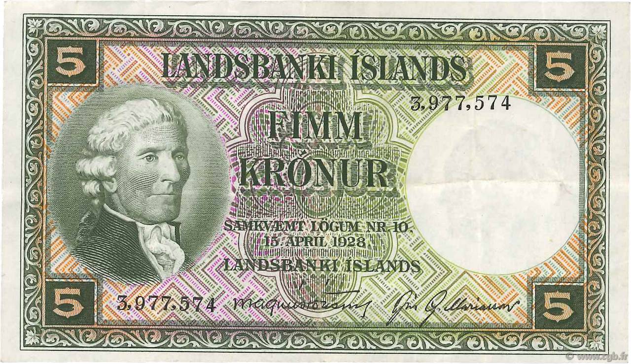 5 Kronur ISLANDE 1948 P.32a pr.TTB