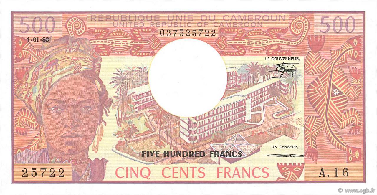 500 Francs CAMEROUN  1983 P.15d pr.NEUF