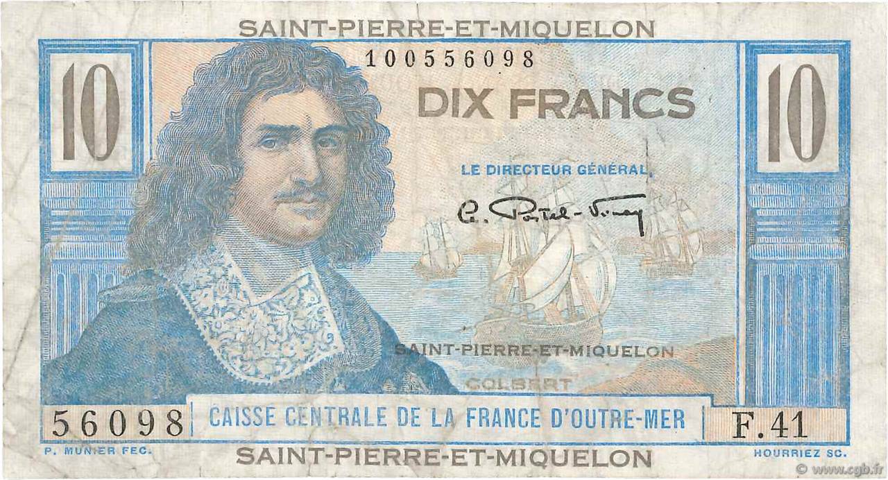 10 Francs Colbert SAINT-PIERRE UND MIQUELON  1946 P.23 S