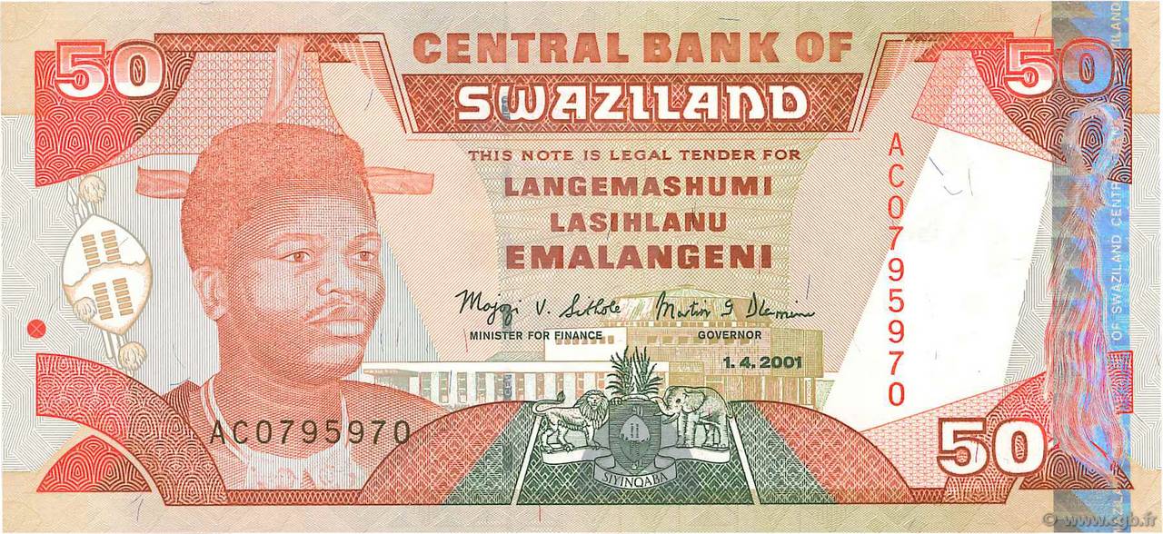 50 Emalangeni SWAZILAND 2001 P.31a NEUF