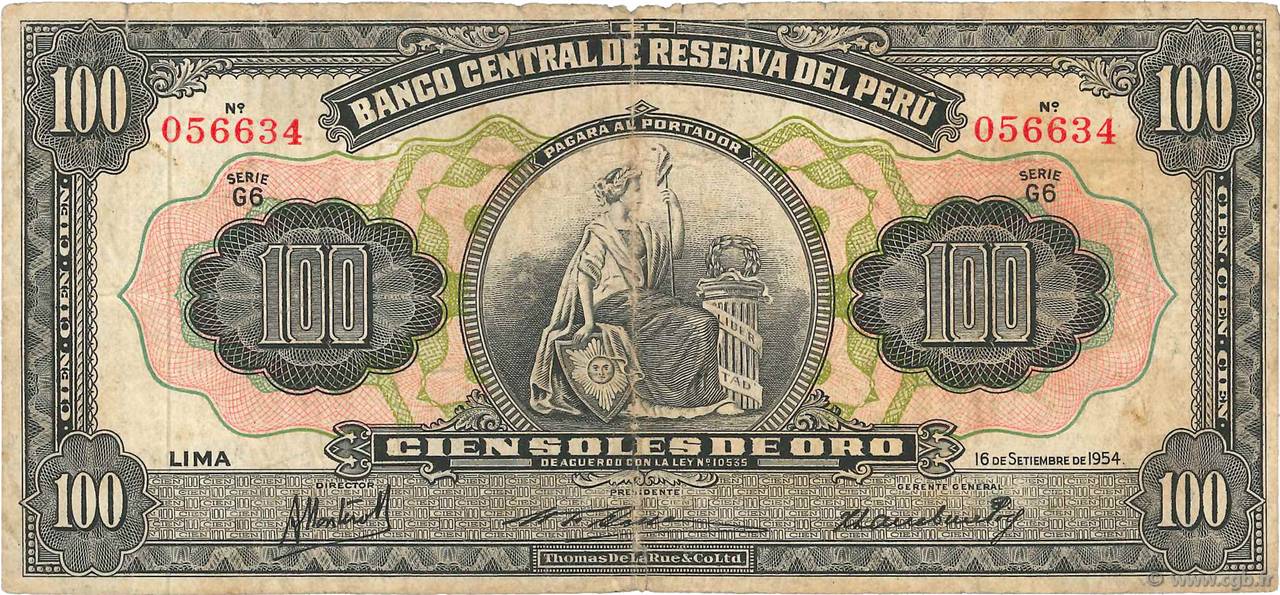 100 Soles PERU  1954 P.073 S