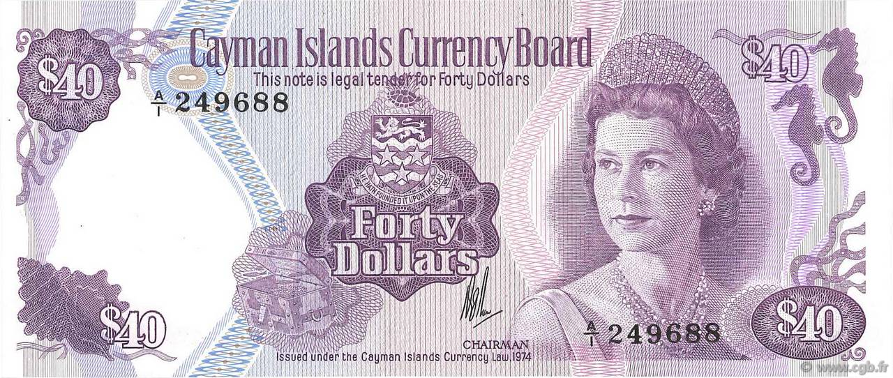40 Dollars ISOLE CAYMAN  1981 P.09a q.FDC