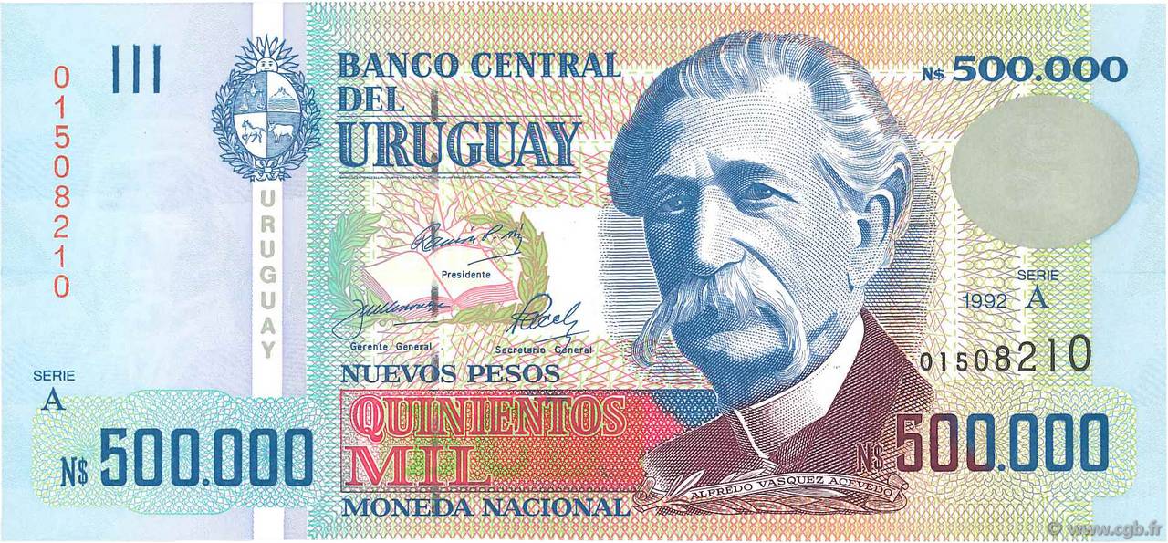 500000 Nuevos Pesos URUGUAY  1992 P.073a NEUF