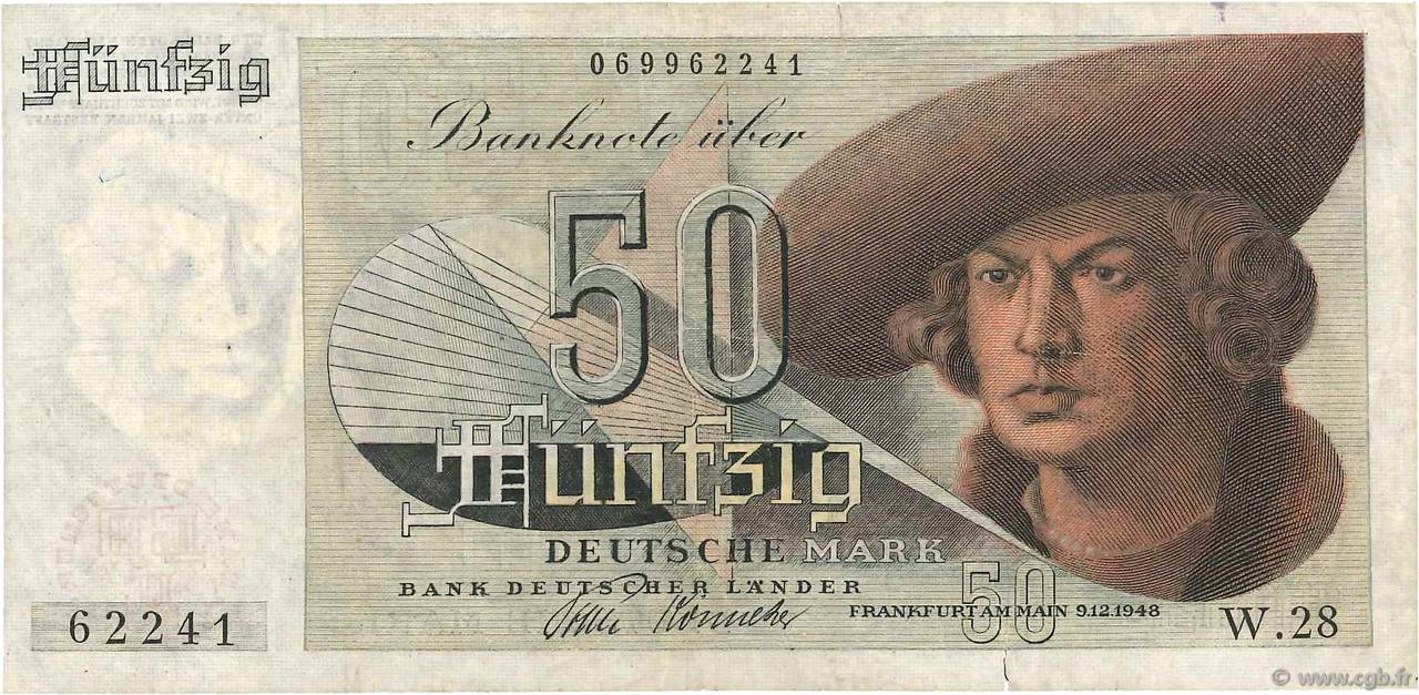 50 Deutsche Mark ALLEMAGNE FÉDÉRALE  1948 P.14a TTB