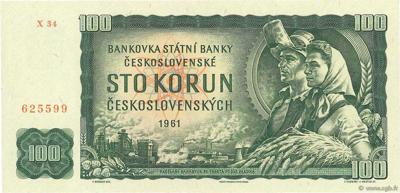 100 Korun CZECHOSLOVAKIA  1961 P.091c UNC