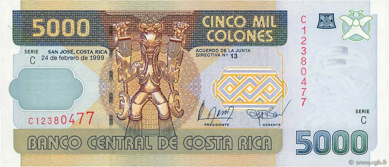 5000 Colones COSTA RICA  1999 P.268a pr.NEUF