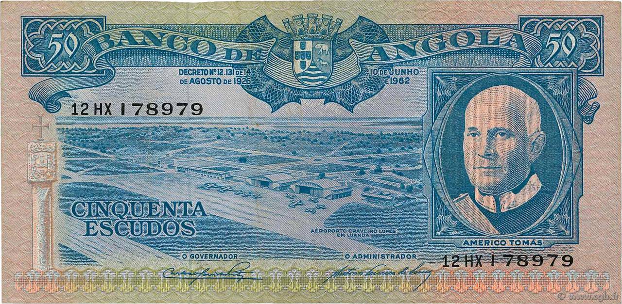 50 Escudos ANGOLA  1962 P.093 TTB