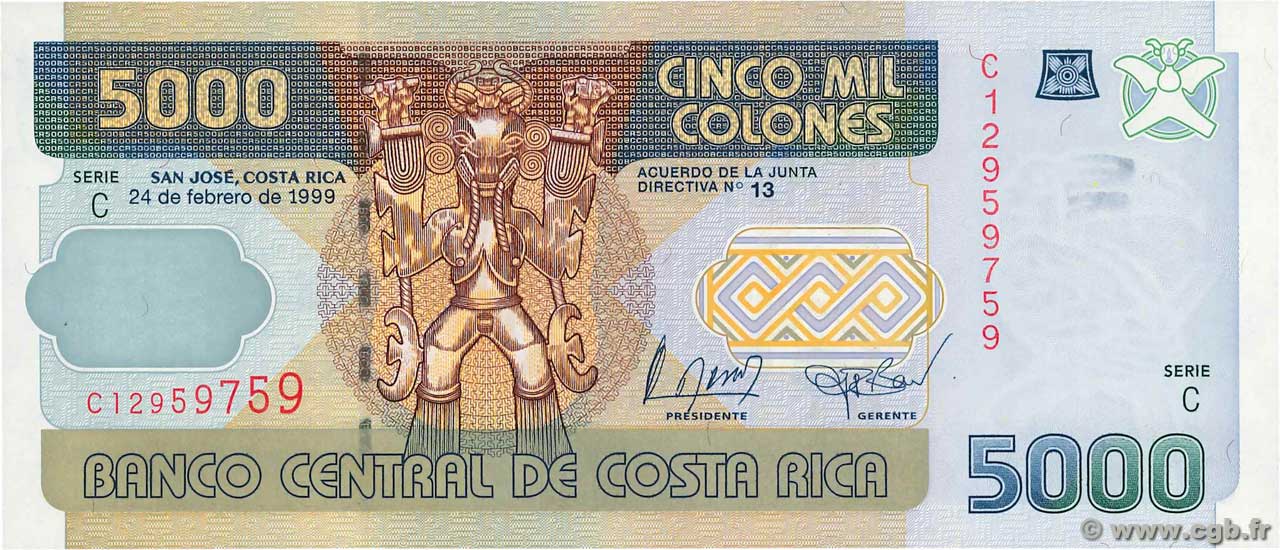 5000 Colones COSTA RICA  1999 P.268a fST+
