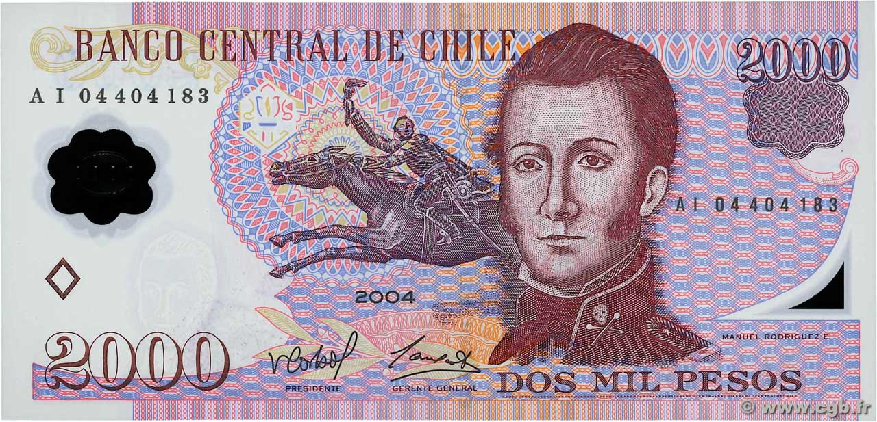 2000 Pesos CHILE  2004 P.160a UNC