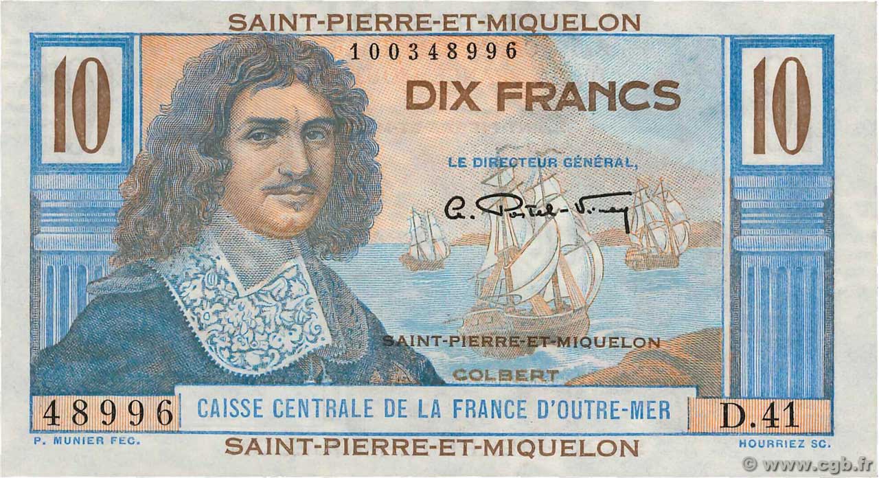 10 Francs Colbert SAINT PIERRE ET MIQUELON 1946 P.23 pr.NEUF