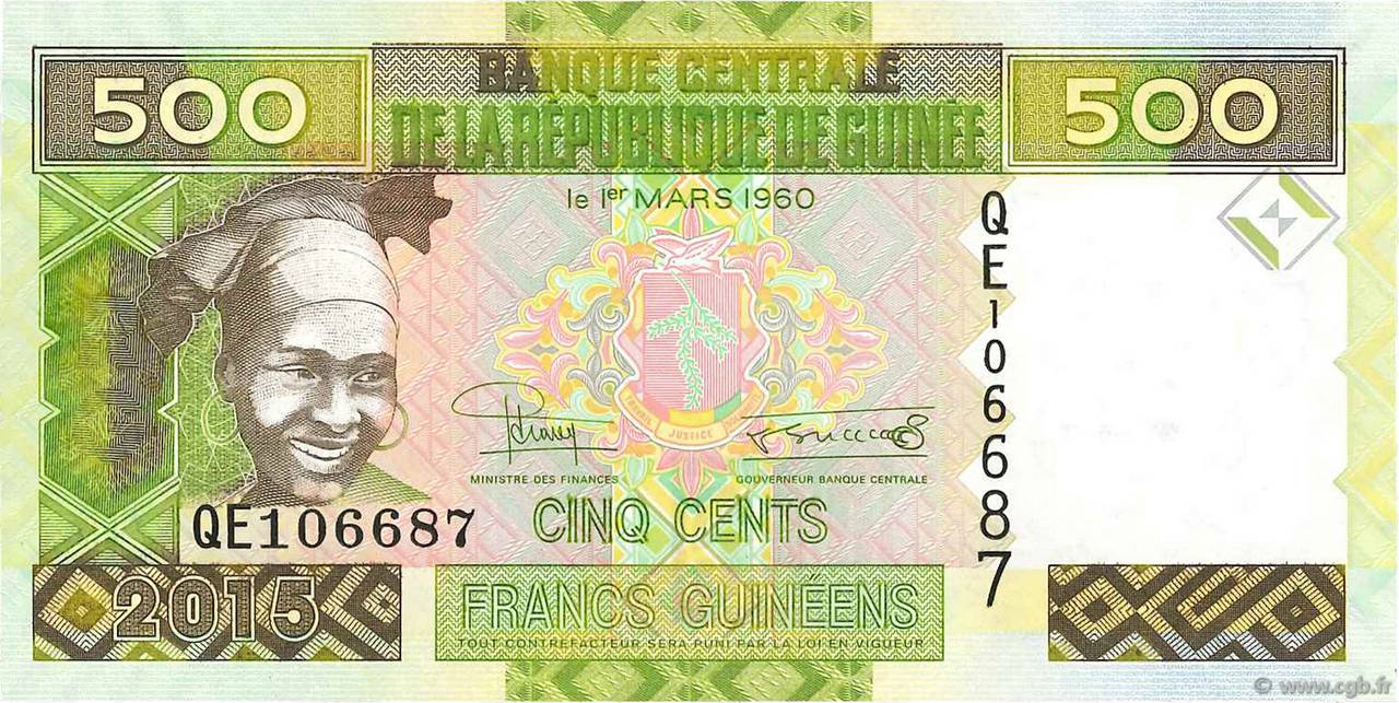 500 Francs Guinéens GUINÉE 2015 P.47a NEUF